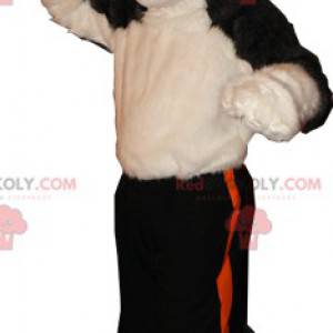 Soft and hairy beige and black wolf dog dog mascot -