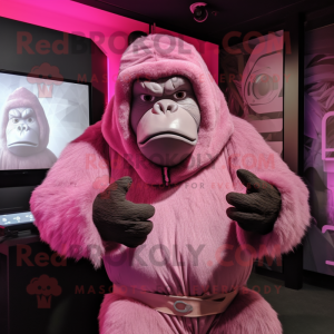 Pink Gorilla maskot kostume...