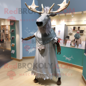 Silver Irish Elk mascot costume character dressed with a Dress and Cummerbunds