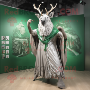 Silver Irish Elk mascot costume character dressed with a Dress and Cummerbunds