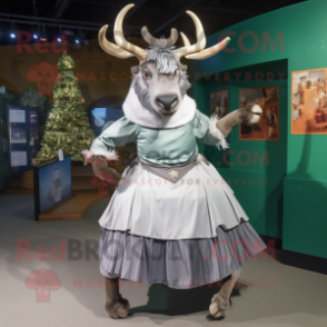 Silver Irish Elk mascot costume character dressed with a Dress and Cummerbunds