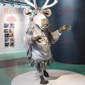 Silver Irish Elk mascot costume character dressed with a Dress and Cummerbunds