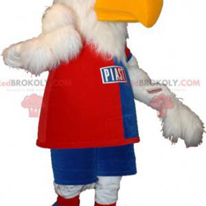 Mascotte witte adelaarsgier in sportkleding - Redbrokoly.com