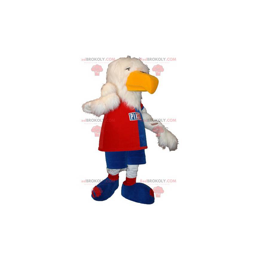 Mascote do abutre-águia branco em roupas esportivas -