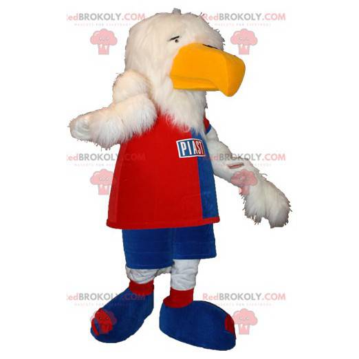 Mascote do abutre-águia branco em roupas esportivas -