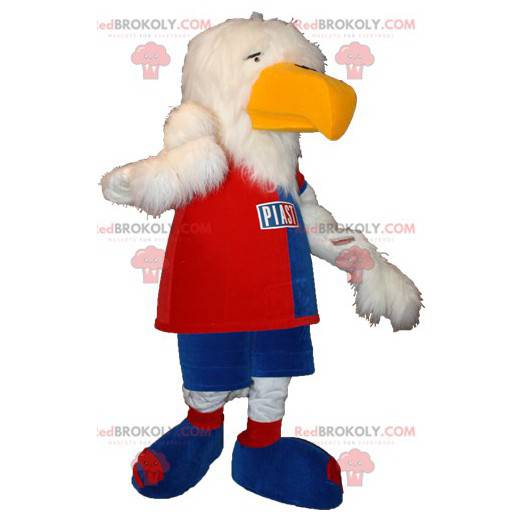 Mascotte de vautour d'aigle blanc en tenue de sport -