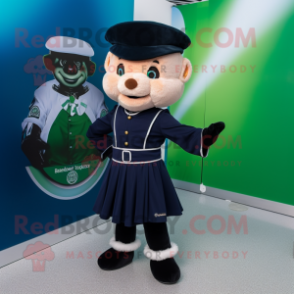 Navy Irish Dancer mascot costume character dressed with a Playsuit and Wallets