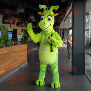Lime grønn giraff maskot...