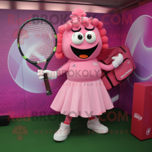 Pink Tennis Racket mascot costume character dressed with a Empire Waist Dress and Briefcases