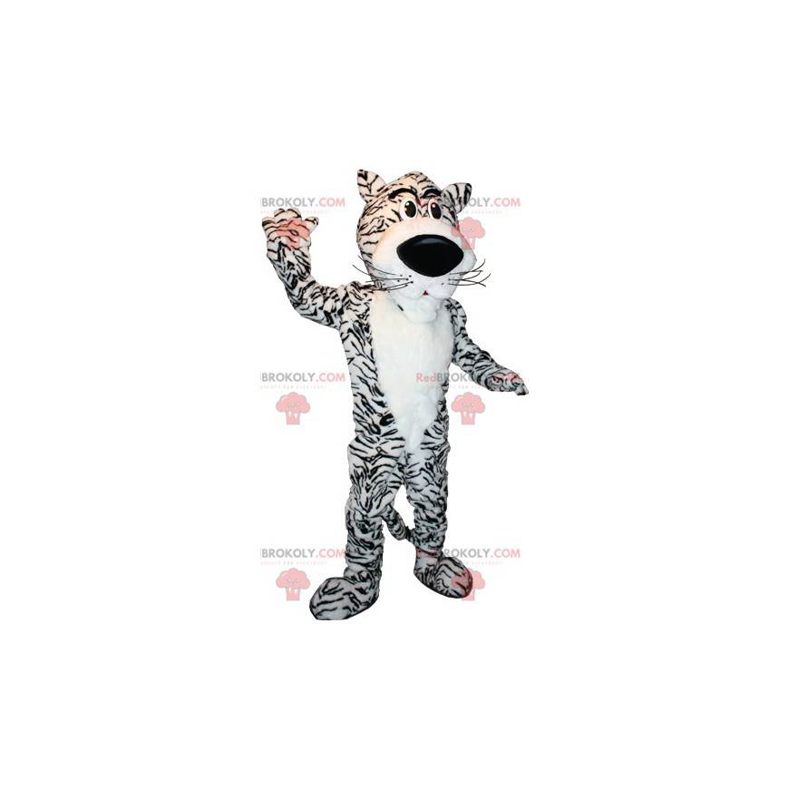 Sladký a roztomilý bílý a černý tygr maskot - Redbrokoly.com Sladký a roztomilý bílý a černý tygr maskot - Redbrokoly.com