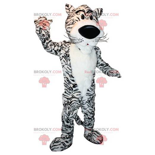 Sweet and cute white and black tiger mascot - Redbrokoly.com