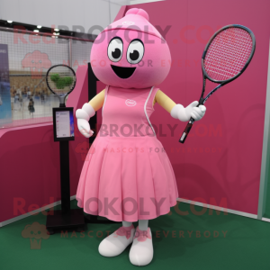 Pink Tennis Racket mascot costume character dressed with a Empire Waist Dress and Briefcases