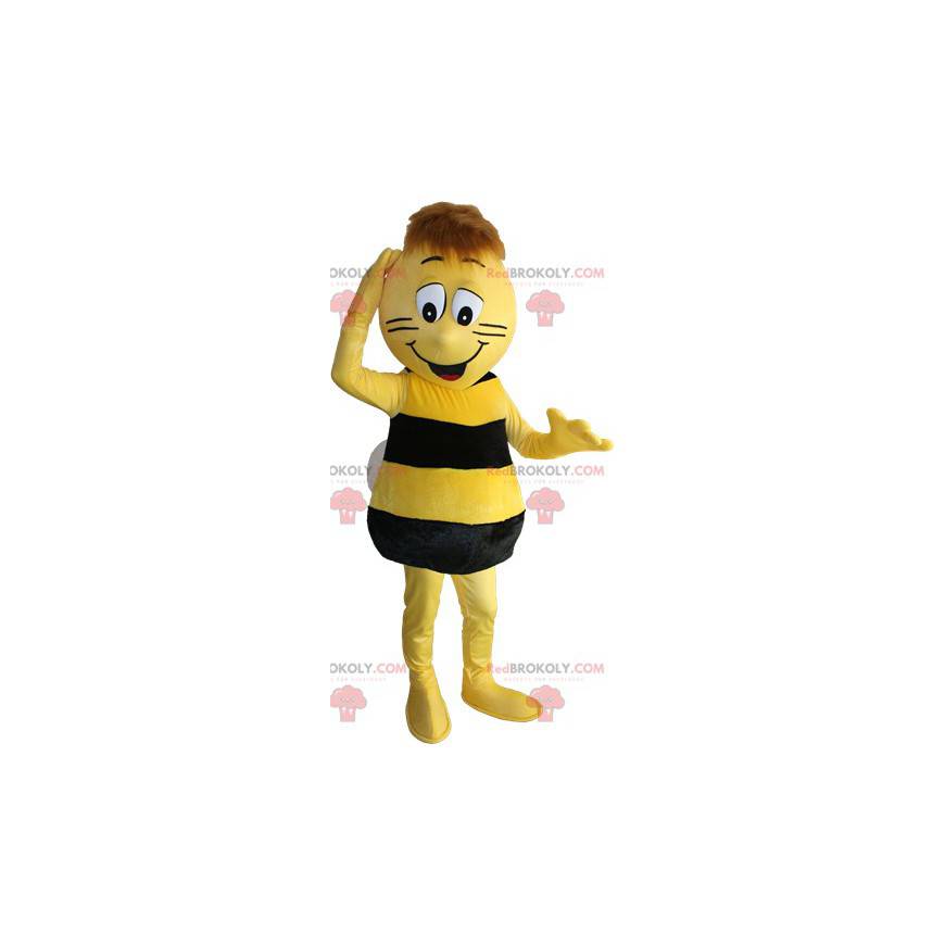 Gul og svart bie-maskot. Maya bie maskot - Redbrokoly.com