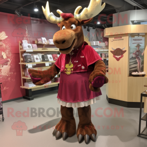 Maroon Moose maskot kostume...