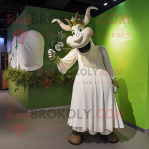 Olive Zebu mascot costume character dressed with a Wedding Dress and Watches