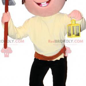 Boy pirate mascot with a bandana and a pickaxe - Redbrokoly.com