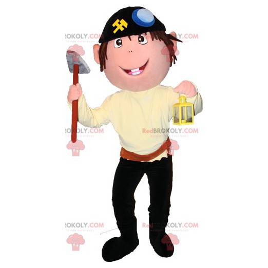 Mascotte de pirate de garçon avec un bandana et une pioche -