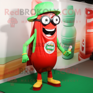 Grøn flaske ketchup maskot...