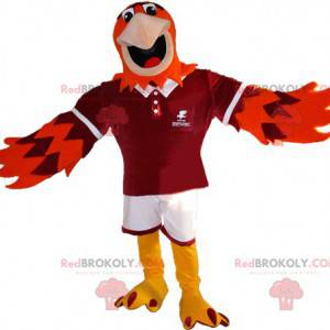 Orange and purple eagle mascot in sportswear - Redbrokoly.com