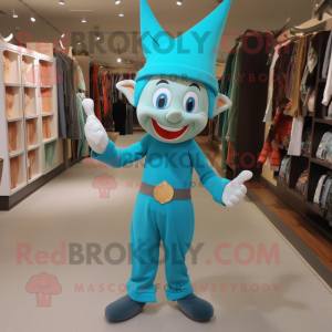 Turkis Elf maskot drakt...