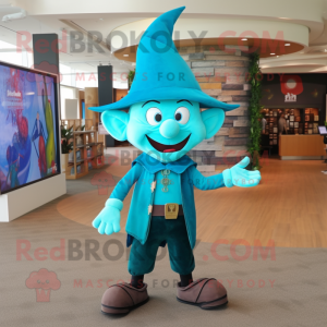 Turkis Elf maskot drakt...