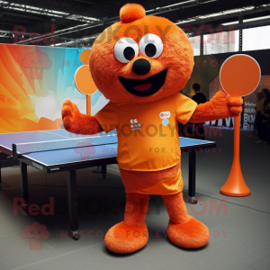 Orange Ping Pong Table mascot costume character dressed with a Waistcoat and Gloves
