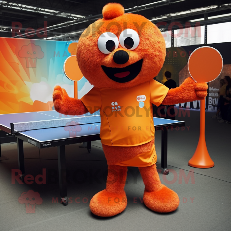 Orange Ping Pong Table mascot costume character dressed with a Waistcoat and Gloves Orange Ping Pong Table mascot costume character dressed with a Waistcoat and Gloves