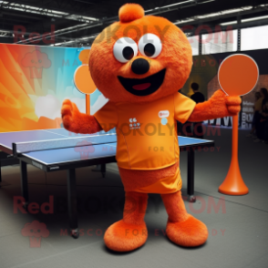 Orange Ping Pong Table mascot costume character dressed with a Waistcoat and Gloves