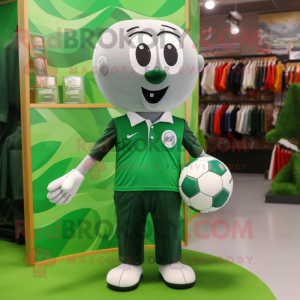 Forest Green Handball Ball mascot costume character dressed with a Polo Shirt and Pocket squares