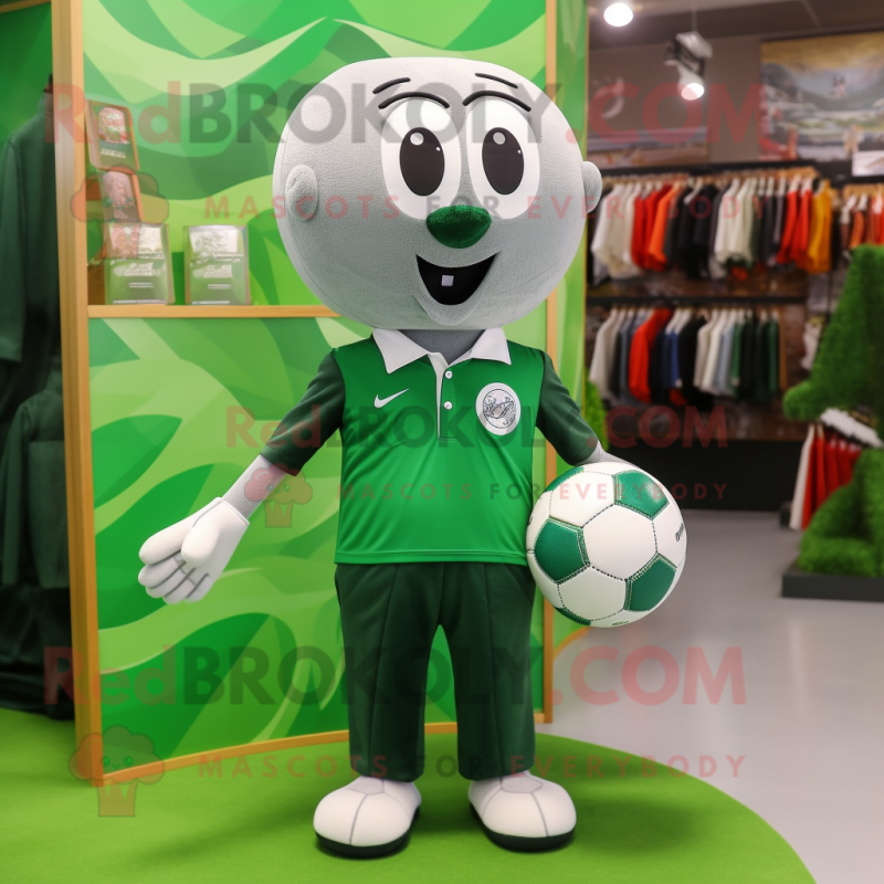 Forest Green Handball Ball mascot costume character dressed with a Polo Shirt and Pocket squares