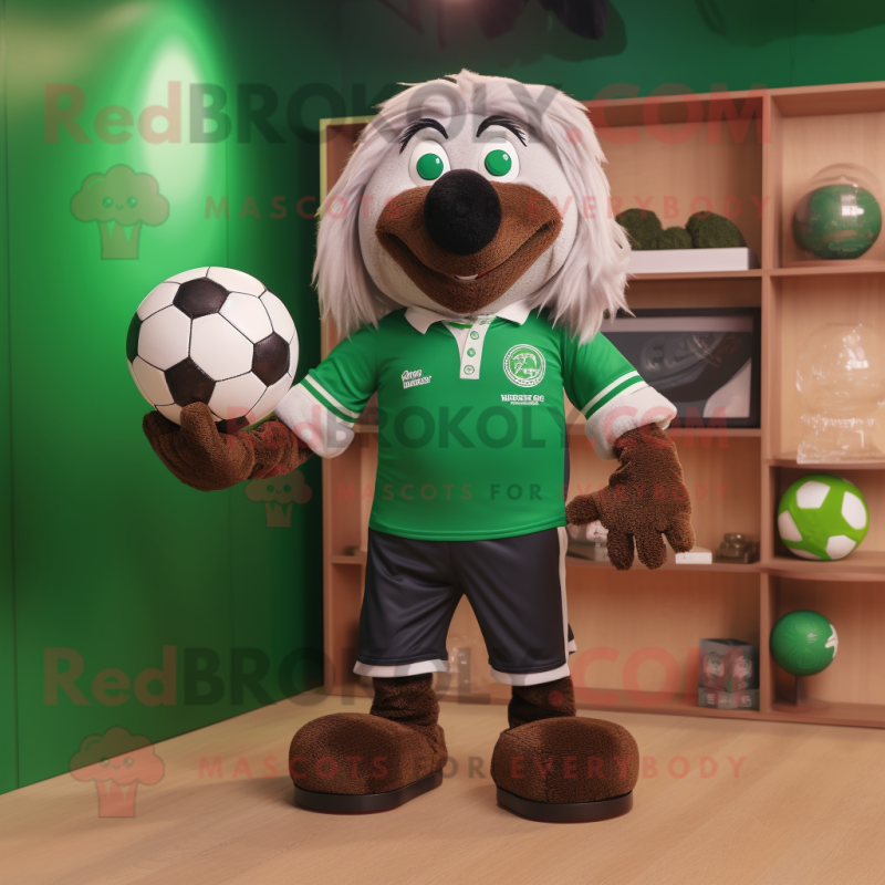 Forest Green Handball Ball mascot costume character dressed with a Polo Shirt and Pocket squares Forest Green Handball Ball mascot costume character dressed with a Polo Shirt and Pocket squares