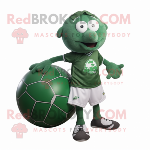 Forest Green Handball Ball mascot costume character dressed with a Polo Shirt and Pocket squares