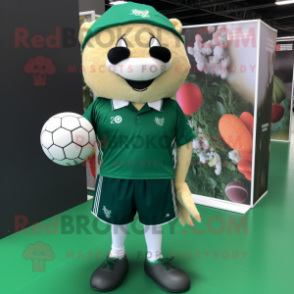 Forest Green Handball Ball mascot costume character dressed with a Polo Shirt and Pocket squares