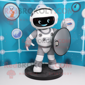 Gray Astronaut mascot costume character dressed with a Circle Skirt and Wallets