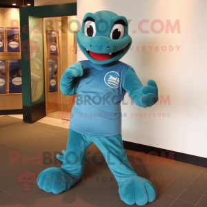 Teal Snake maskot kostume...