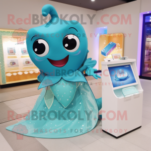 Cyan Stingray maskot kostym...