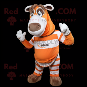 Orange Quagga mascot costume character dressed with a Vest and Wraps