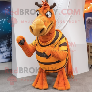 Orange Quagga mascot costume character dressed with a Vest and Wraps