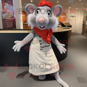 Silver Ratatouille mascot costume character dressed with a Wrap Skirt and Scarf clips