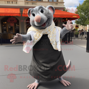 Silver Ratatouille mascot costume character dressed with a Wrap Skirt and Scarf clips