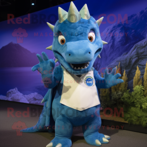 Blå Stegosaurus maskot...