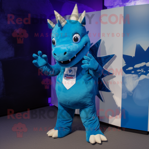 Blå Stegosaurus maskot...