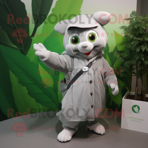 Silver Spinach mascot costume character dressed with a Parka and Keychains