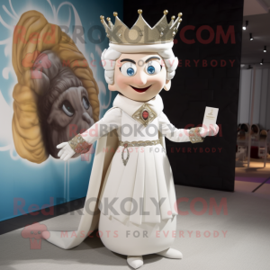 White Queen mascot costume character dressed with a Chinos and Tie pins