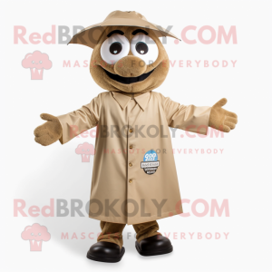 Tan But mascot costume character dressed with a Raincoat and Cufflinks