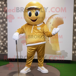 Gold Golf Ball maskot drakt...