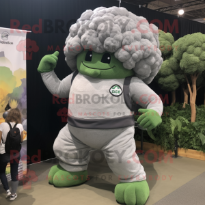 Gray Cauliflower mascot costume character dressed with a Tank Top and Earrings