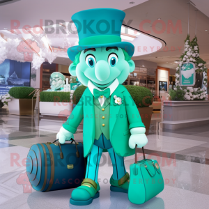 Cyan Leprechaun Hat maskot...