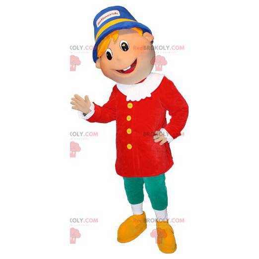 Mascotte de garçon blond en tenue colorée - Redbrokoly.com