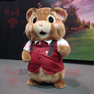 Maroon Hamster mascot costume character dressed with a Cargo Shorts and Bow ties